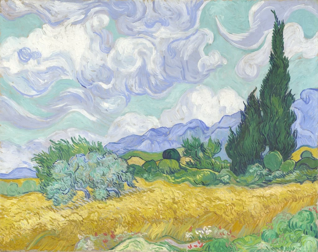 25-Vincent van Gogh-Campo di grano con cipressi, 1889 - National Gallery, London 